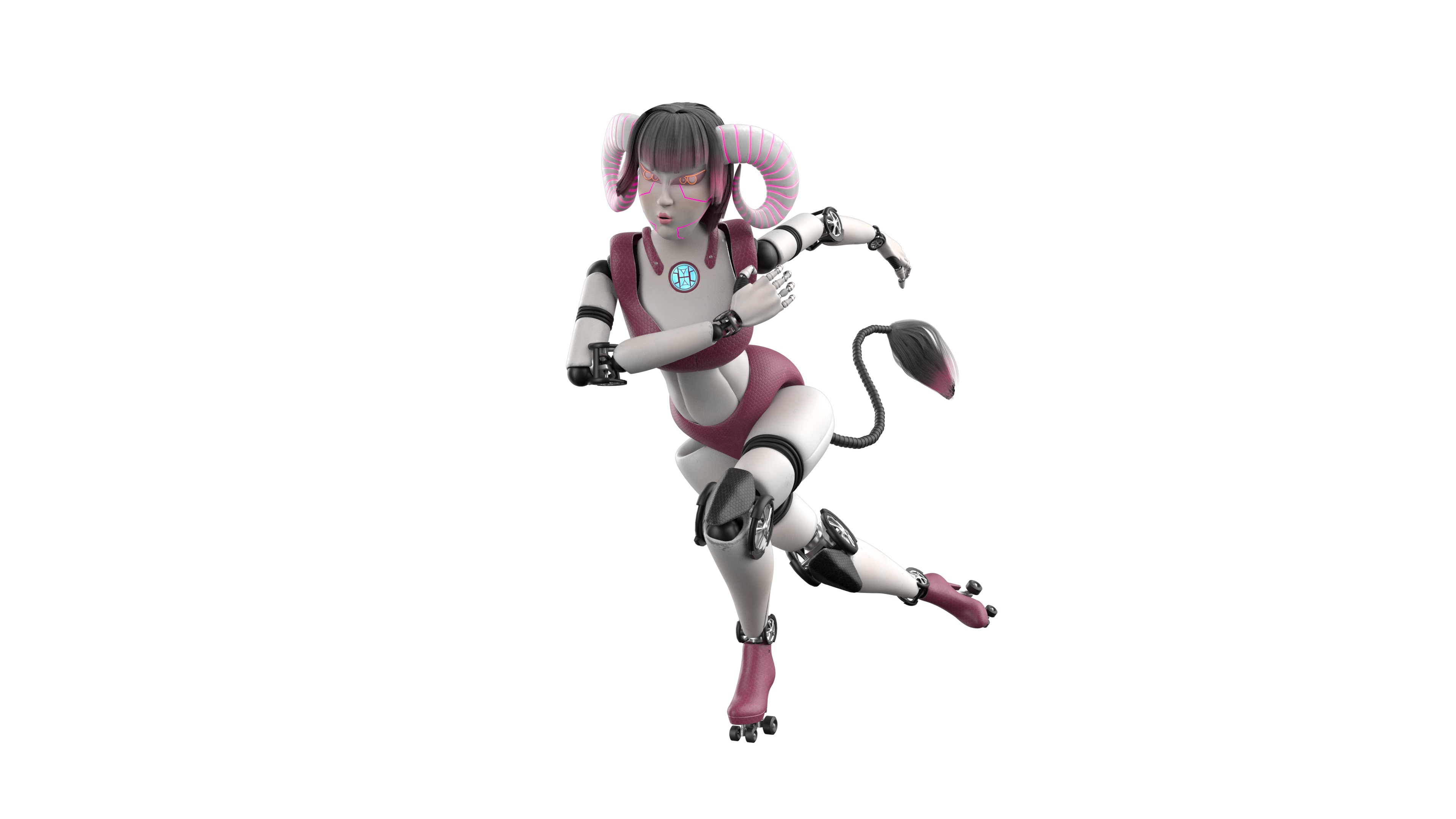Robotic Character Hellen-Humanoid WITH RIG Low-poly 3D model_7