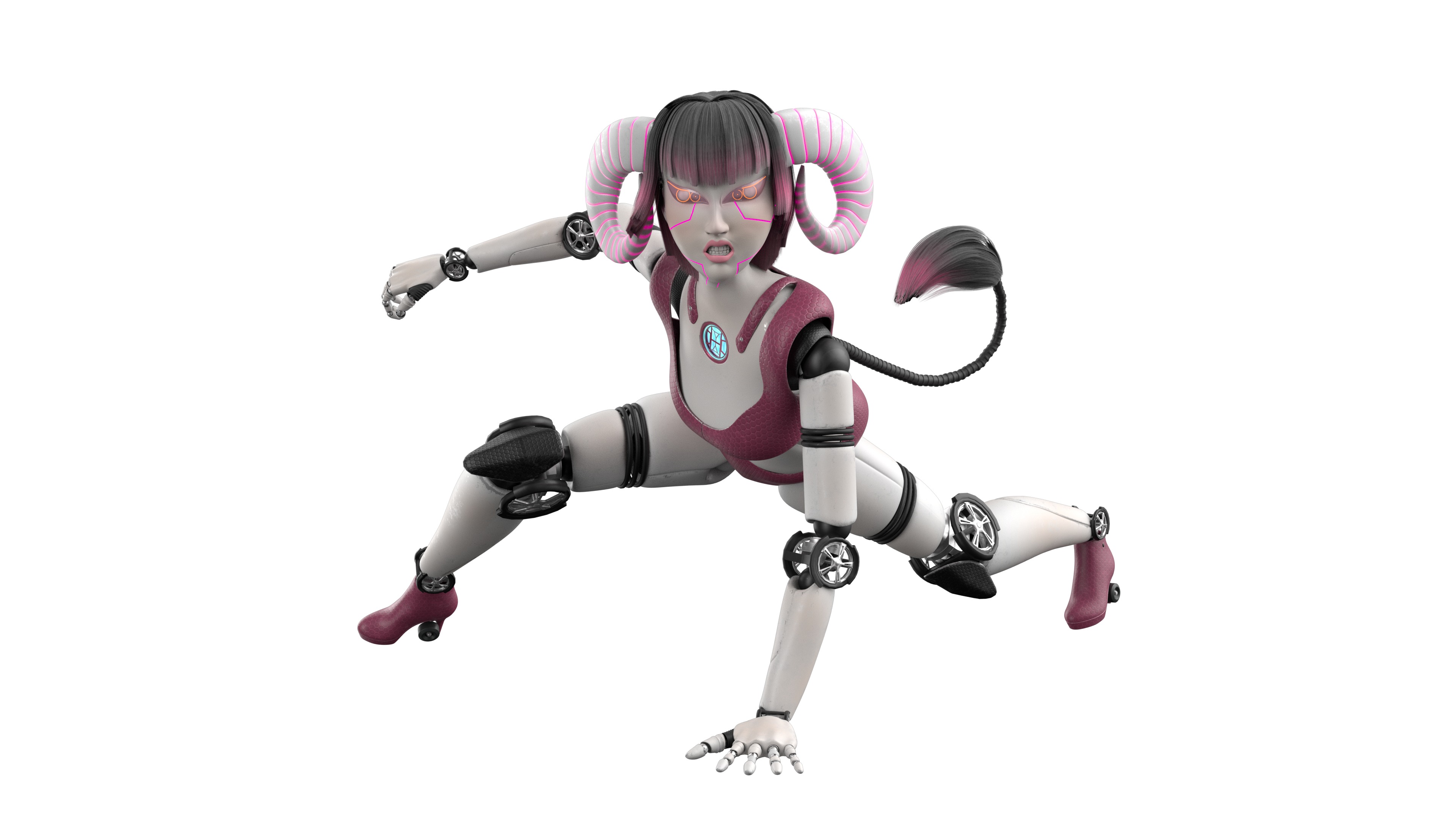 Robotic Character Hellen-Humanoid WITH RIG Low-poly 3D model_6