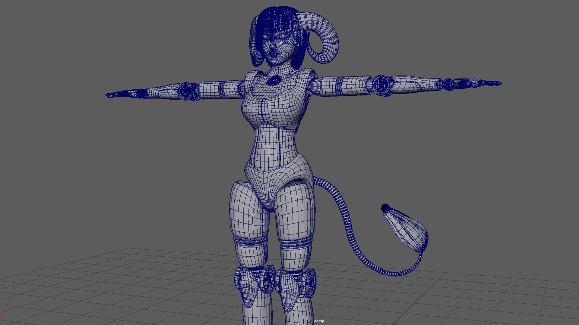 Robotic Character Hellen-Humanoid WITH RIG Low-poly 3D model_14