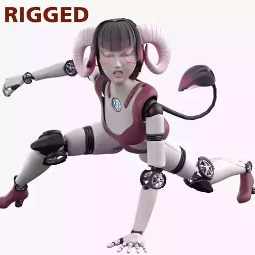 Robotic Character Hellen-Humanoid WITH RIG Low-poly 3D model