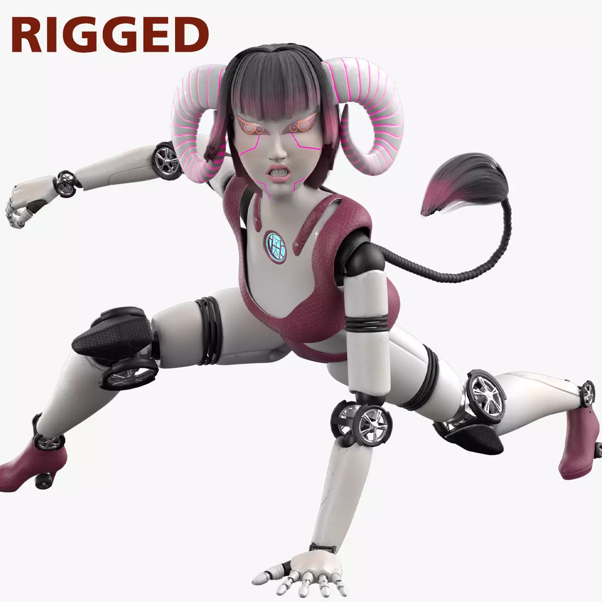 Robotic Character Hellen-Humanoid WITH RIG Low-poly 3D model_0