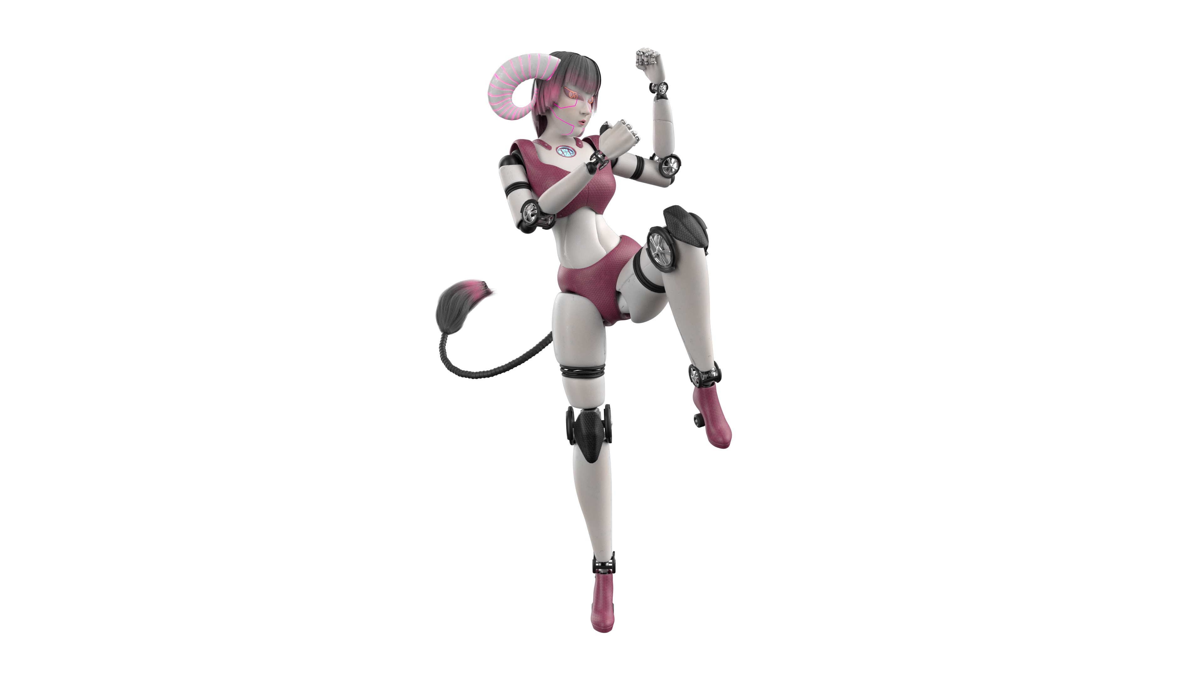 Robotic Character Hellen-Humanoid WITH RIG Low-poly 3D model_4