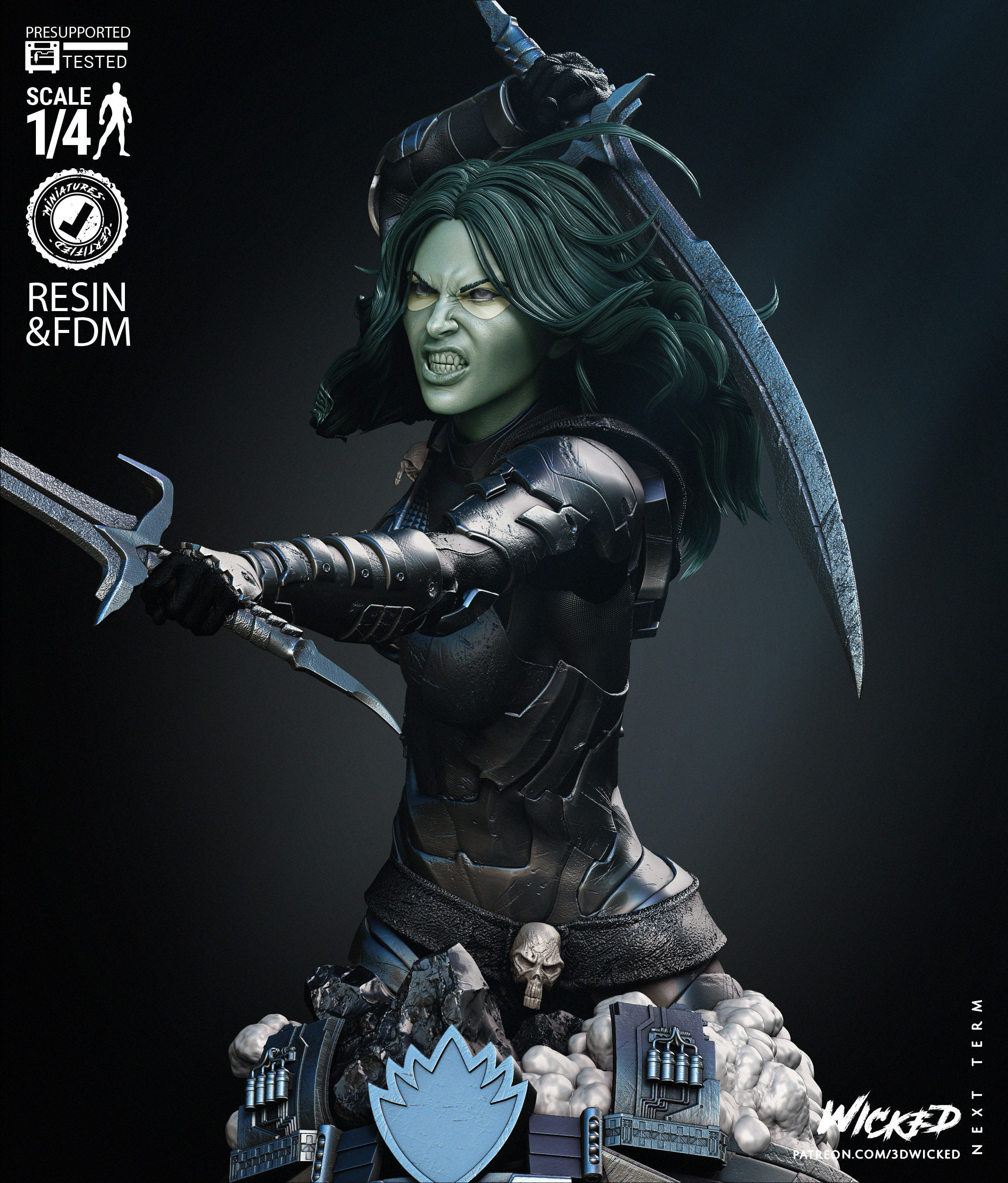 Wicked Marvel Gamora Bust 3D print model_41