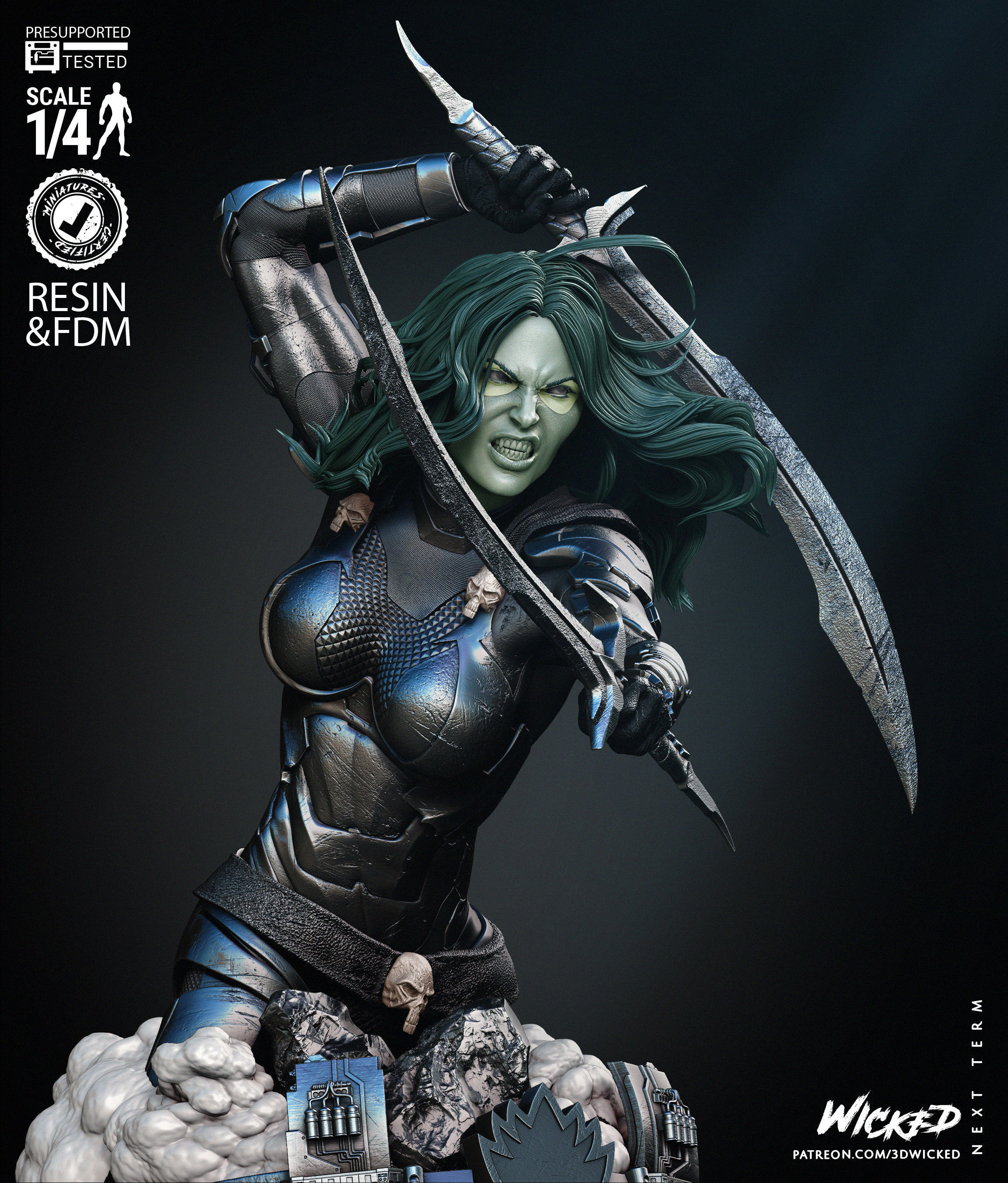 Wicked Marvel Gamora Bust 3D print model_47