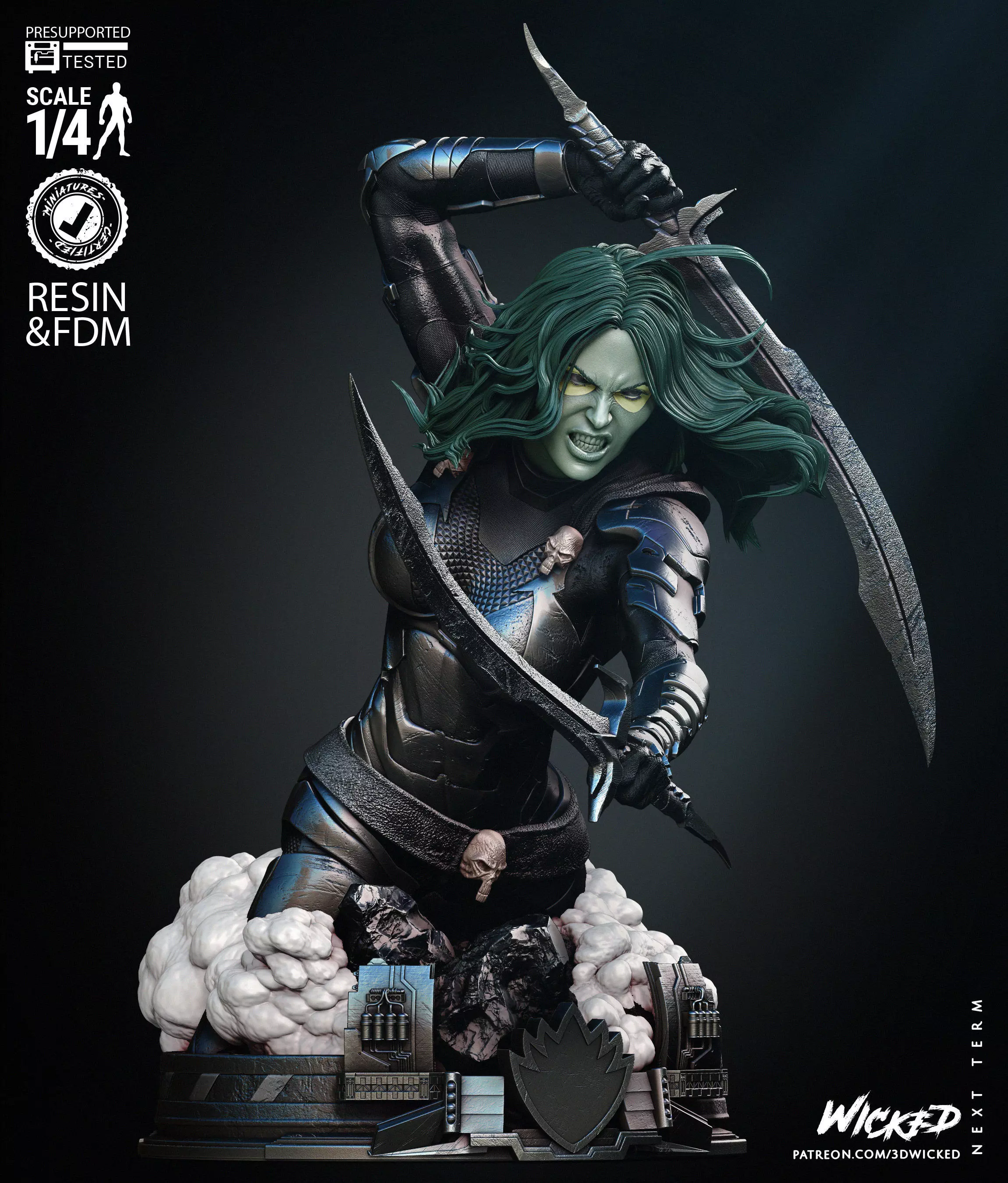 Wicked Marvel Gamora Bust 3D print model_0