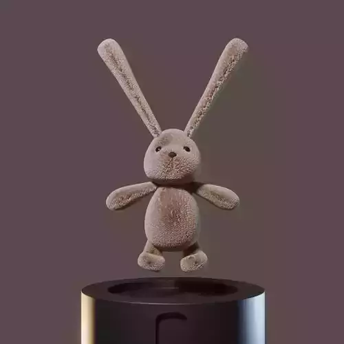 Fluffy beige rabbit toy 3D model