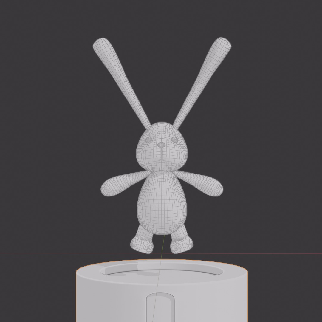 Fluffy beige rabbit toy 3D model_3