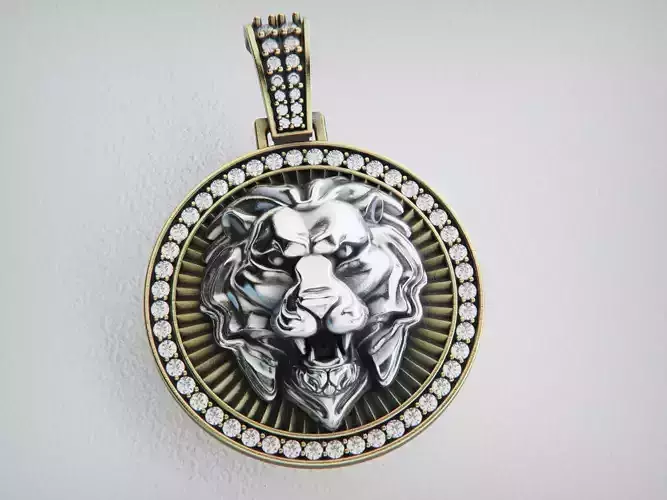 Lion Pendant Diamonds - Dije Leon 3D print model