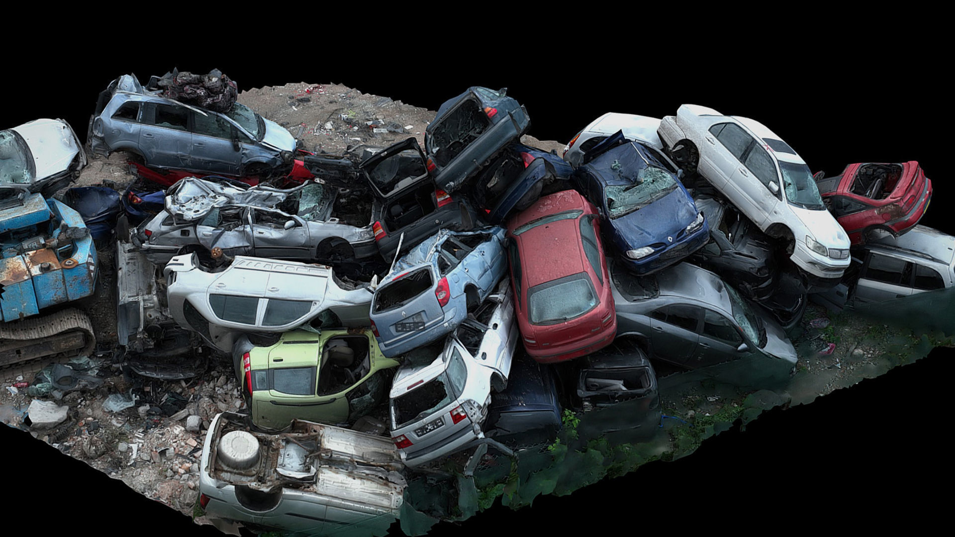 cars wreckage destroyed vehicles pile photogrammetry Low-poly 3D model_2