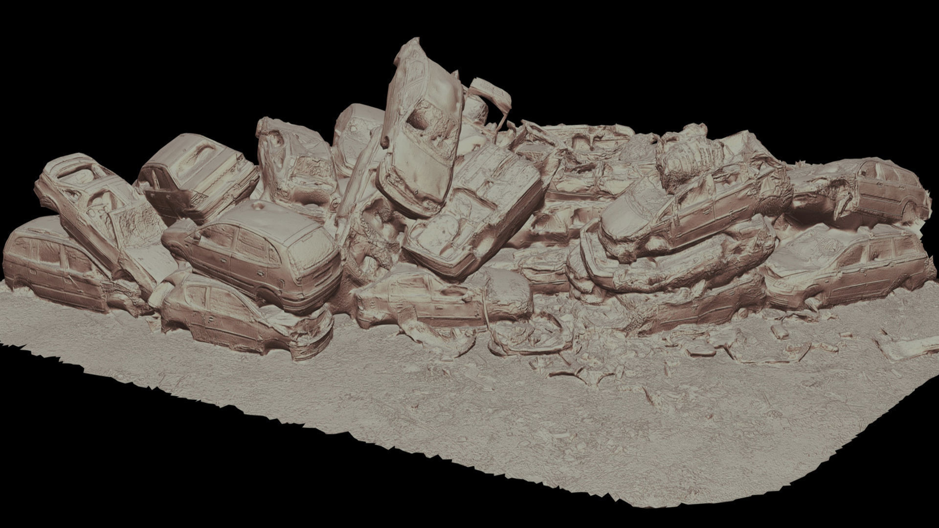 cars wreckage destroyed vehicles pile photogrammetry Low-poly 3D model_4