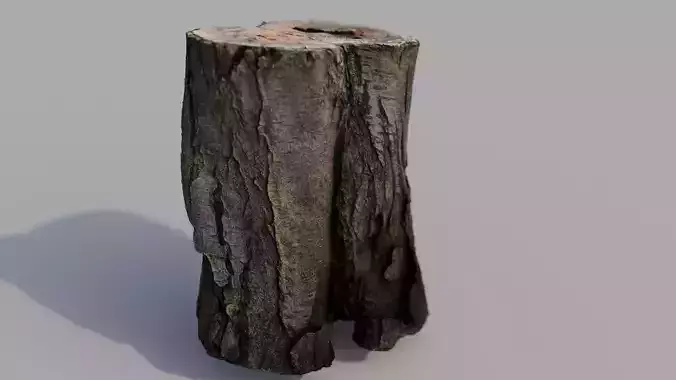 Old wooden log  Low-poly 3D model