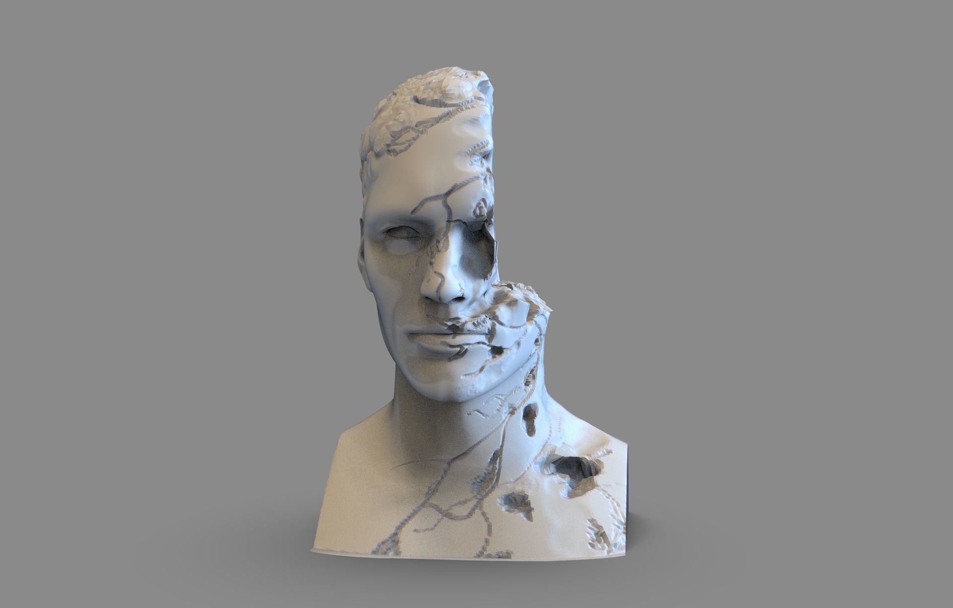 Broken Bust 3D print model_4