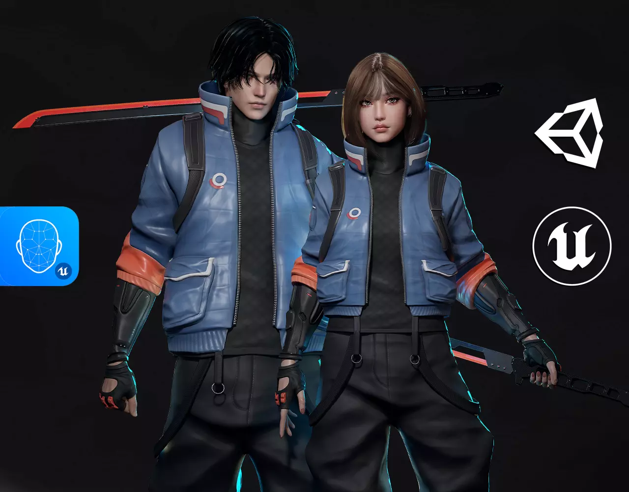 Cyberpunk Street Fighter - Game Ready Low-poly 3D model_0