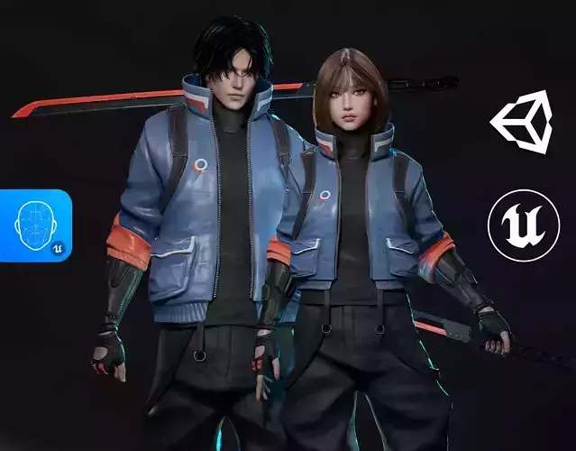 Cyberpunk Street Fighter - Game Ready Low-poly 3D model