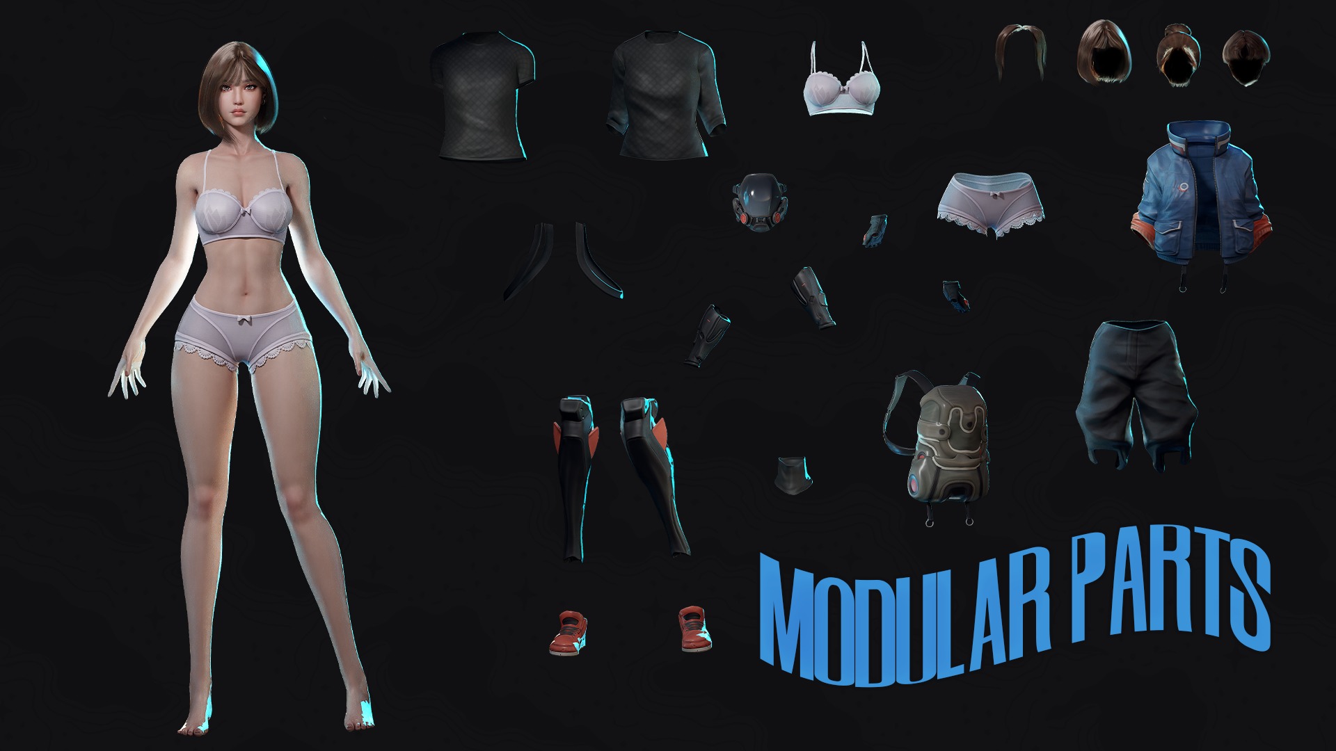 Cyberpunk Street Fighter - Game Ready Low-poly 3D model_9