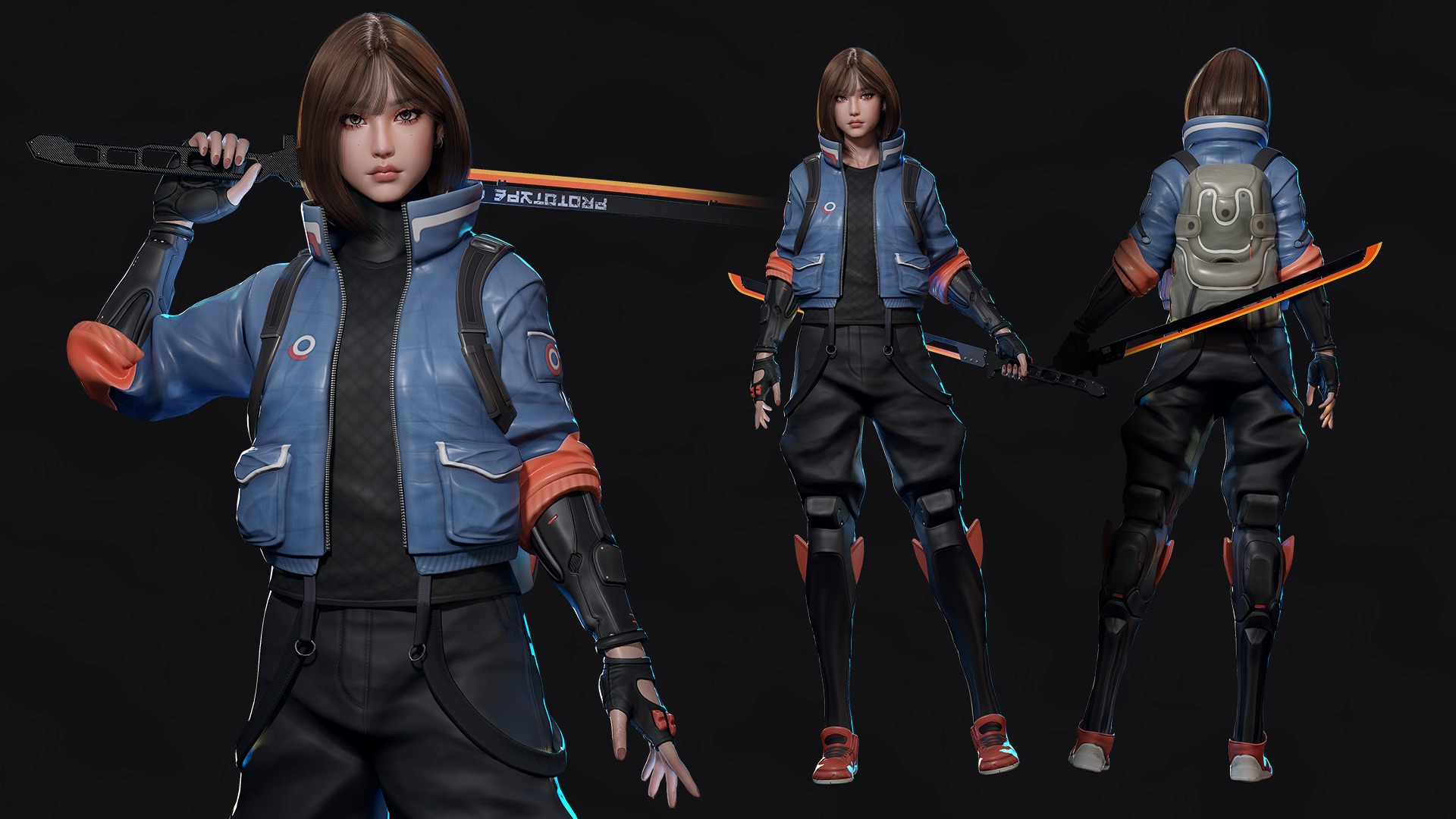 Cyberpunk Street Fighter - Game Ready Low-poly 3D model_3