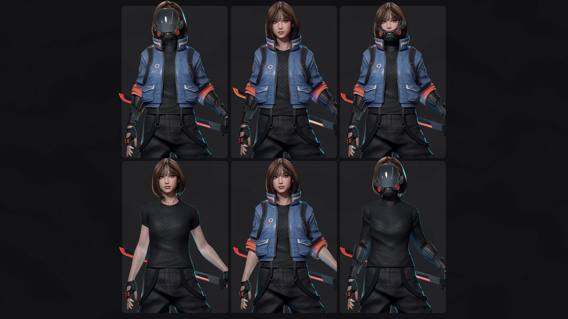 Cyberpunk Street Fighter - Game Ready Low-poly 3D model_10