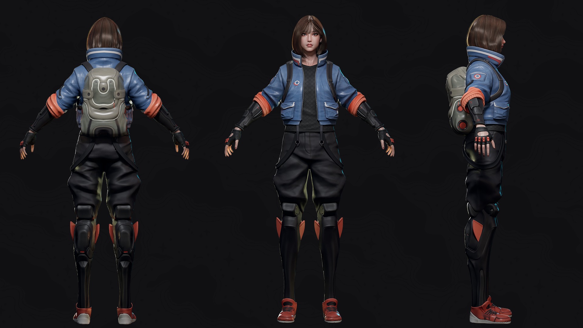 Cyberpunk Street Fighter - Game Ready Low-poly 3D model_26