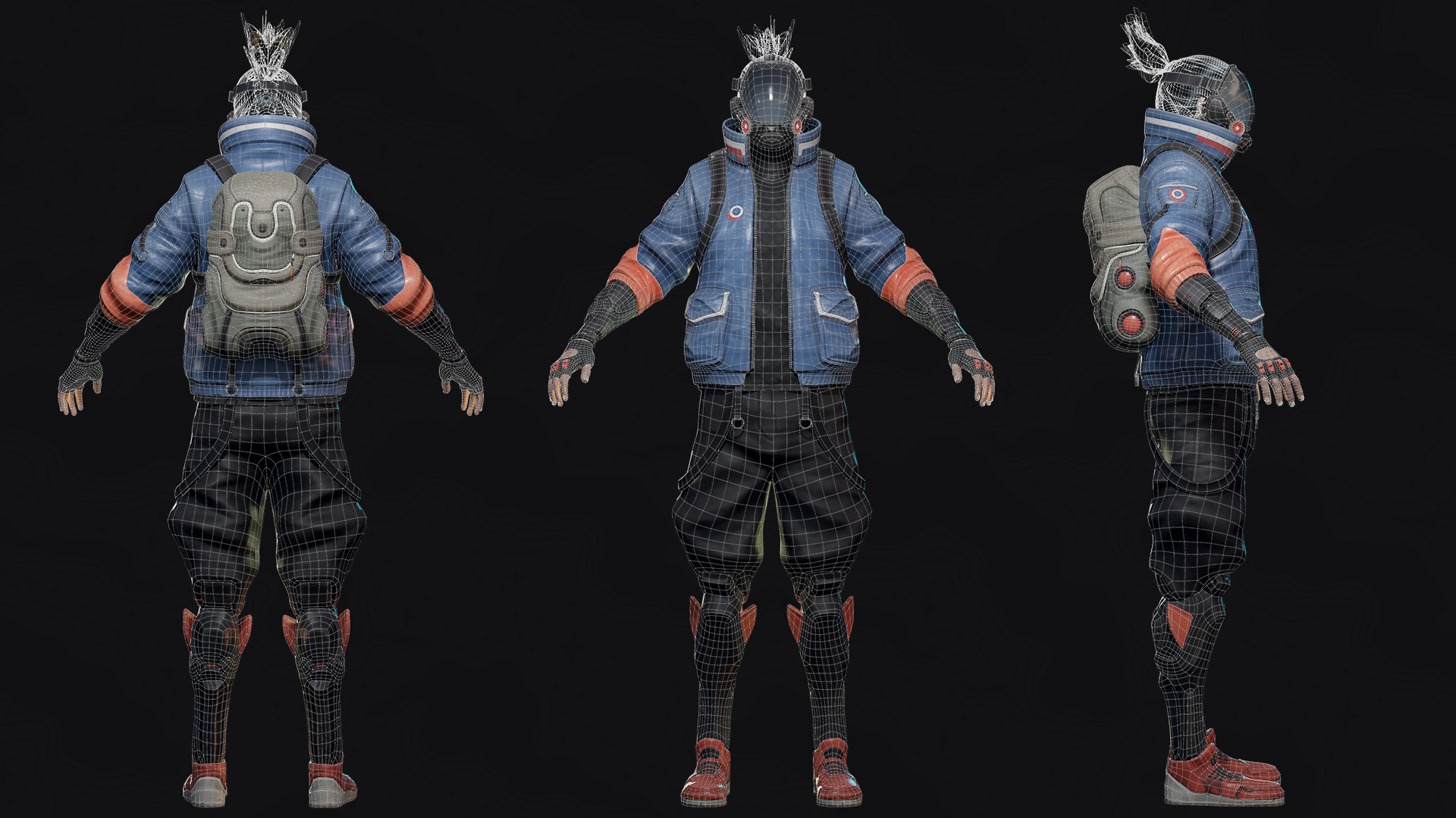 Cyberpunk Street Fighter - Game Ready Low-poly 3D model_25