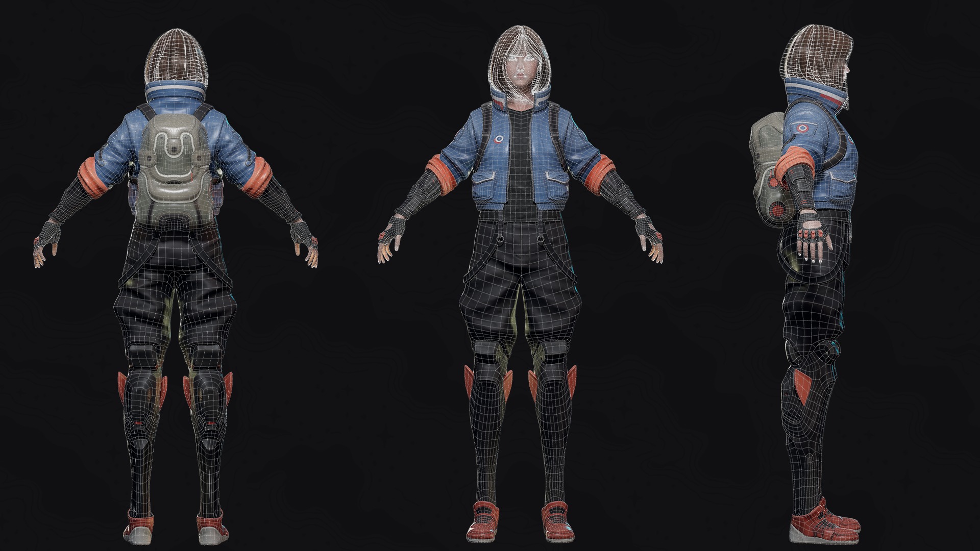 Cyberpunk Street Fighter - Game Ready Low-poly 3D model_27