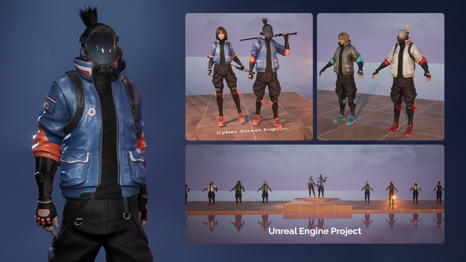 Cyberpunk Street Fighter - Game Ready Low-poly 3D model_19