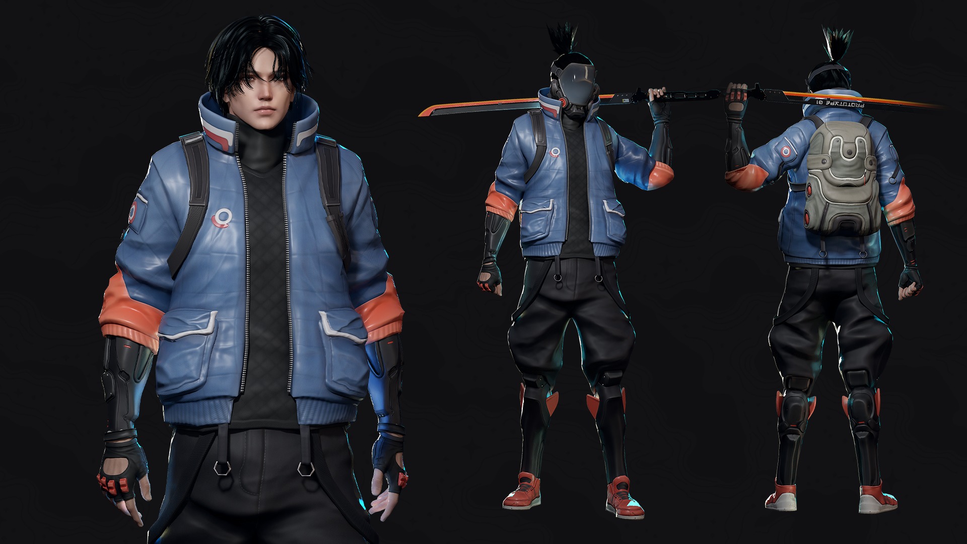 Cyberpunk Street Fighter - Game Ready Low-poly 3D model_4