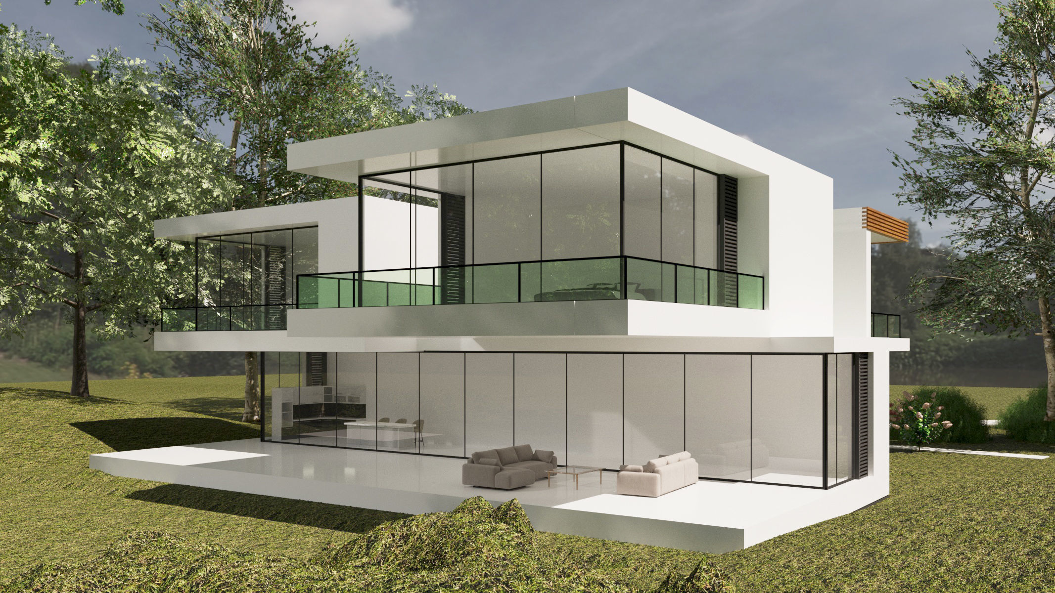 Modern Two-Story House Exterior 3D Model 3D model Low-poly 3D model_3