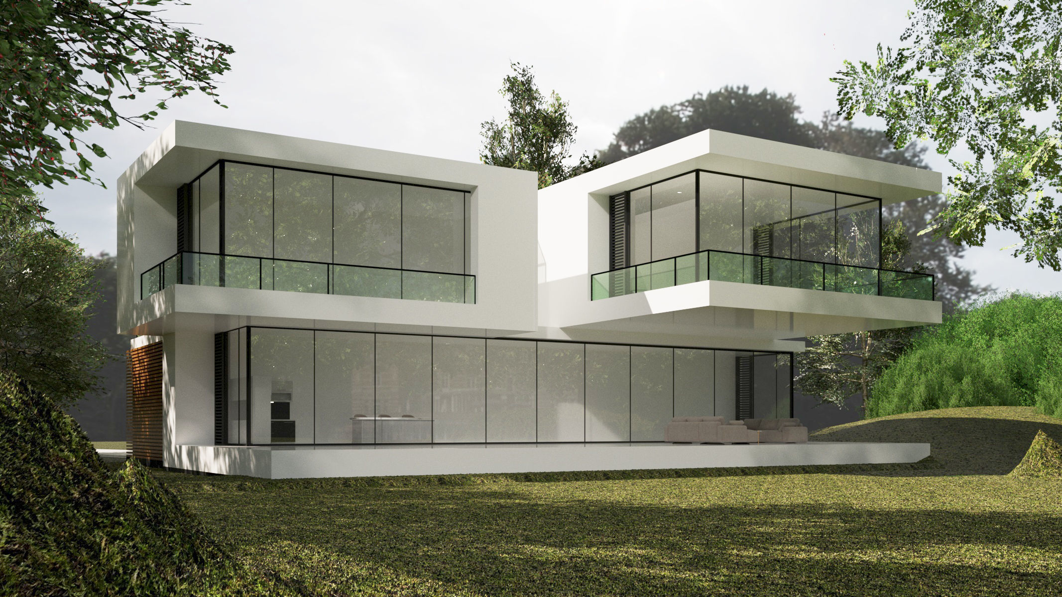 Modern Two-Story House Exterior 3D Model 3D model Low-poly 3D model_1