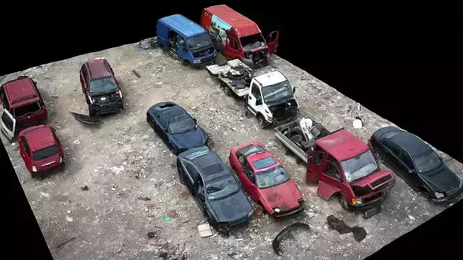 abandoned cars wreckage terrain part1 photogrammetry