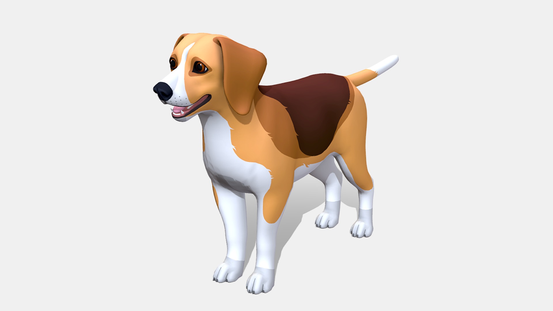 Cartoon Dog - Beagle Low-poly 3D model_2