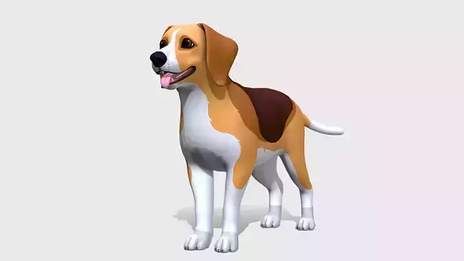 Cartoon Dog - Beagle Low-poly 3D model
