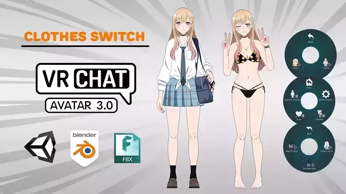 Marin Kitagawa VRChat Avatar Low-poly 3D model