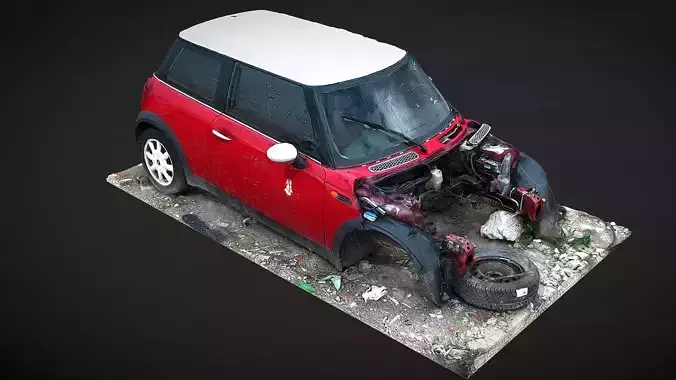 abandoned mini car wreck photogrammetry