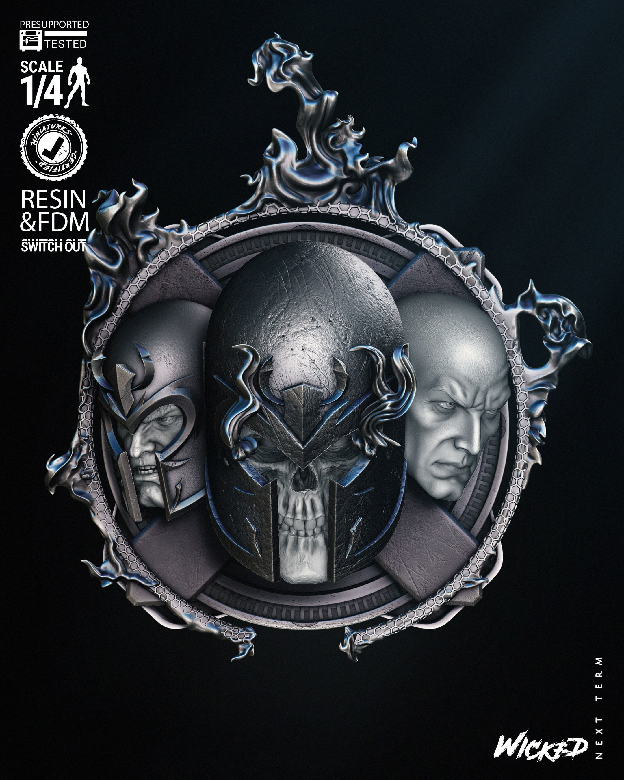 Wicked Marvel Onslaugh Bust Wall  3D print model_7