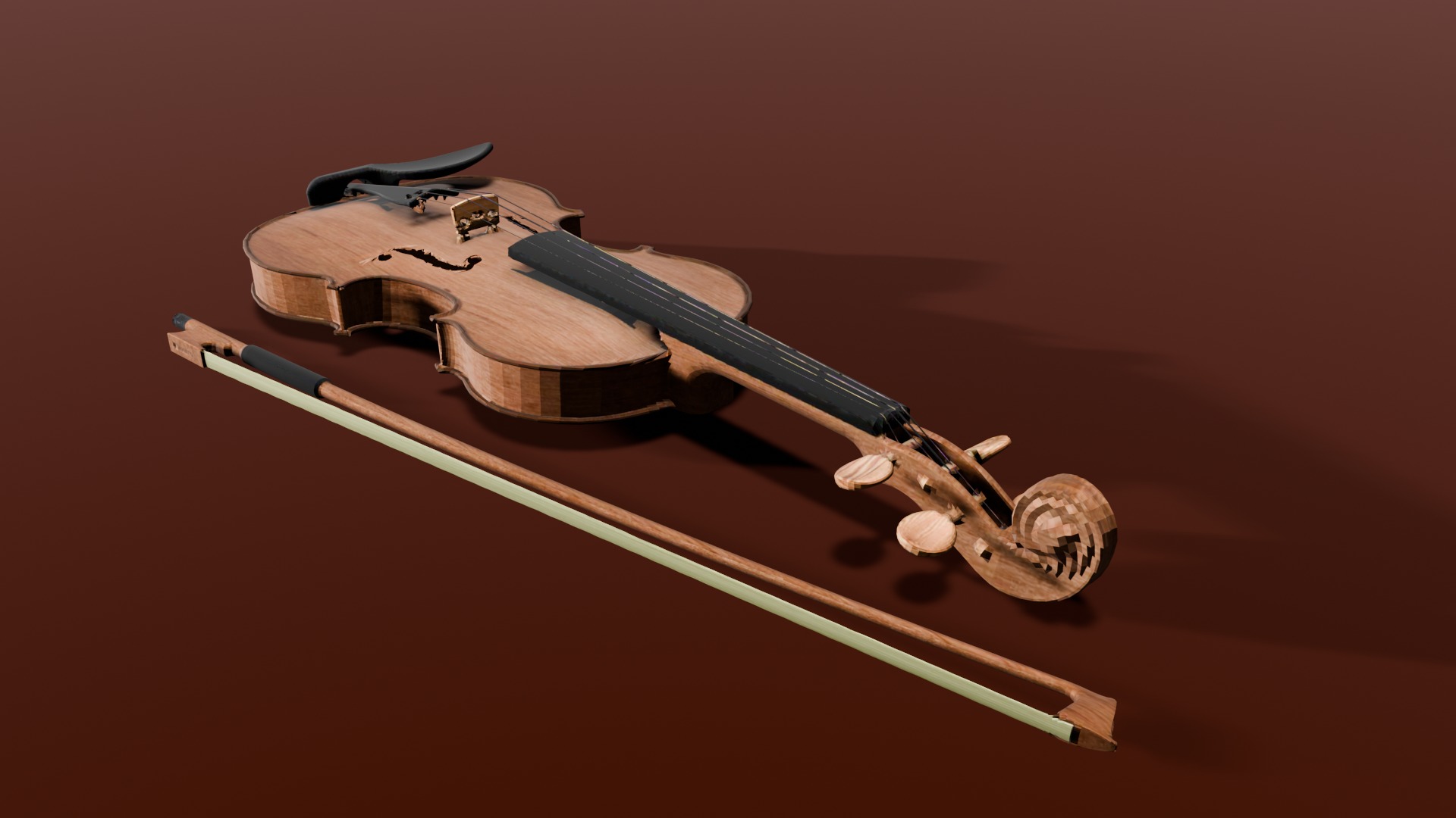 Violin 3D Model Low-poly 3D model_2