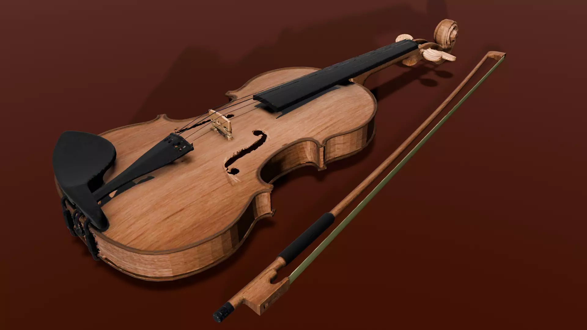 Violin 3D Model Low-poly 3D model_0