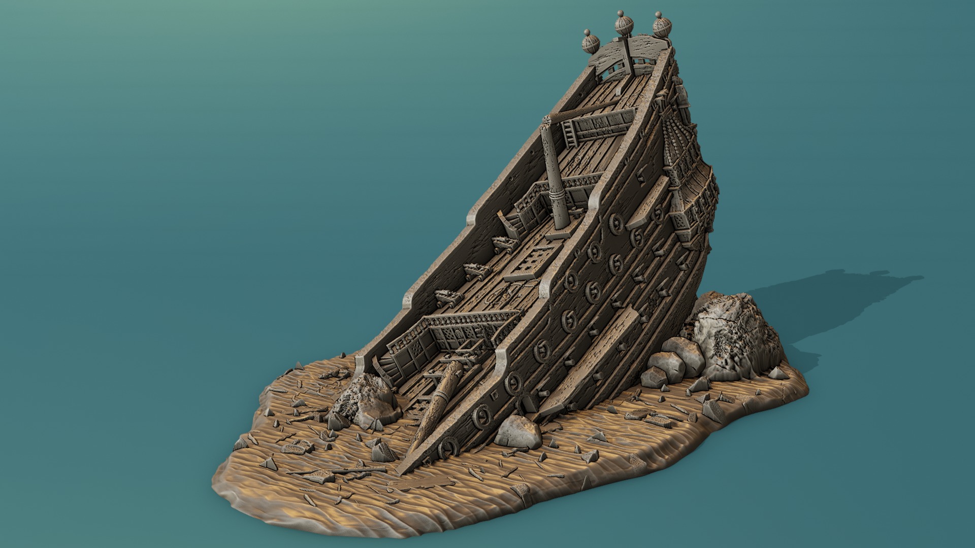 The wreckage of the ship 3D print model_3