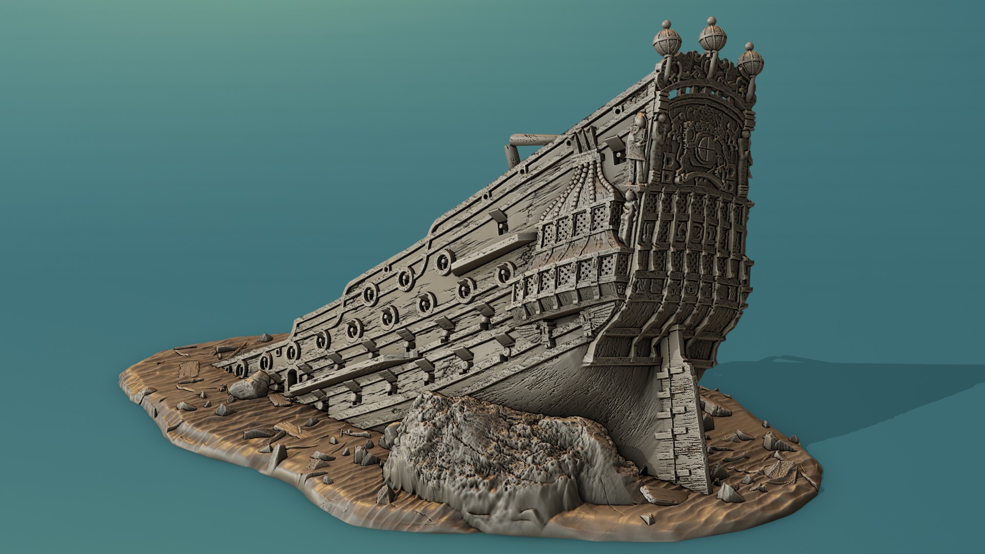 The wreckage of the ship 3D print model_2