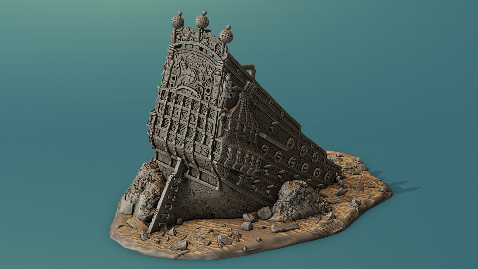 The wreckage of the ship 3D print model_1