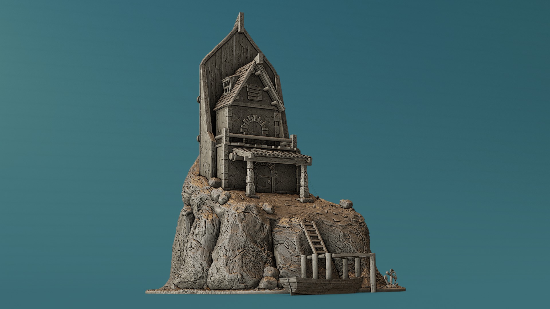 The house on Shark Cliff 3D print model_1