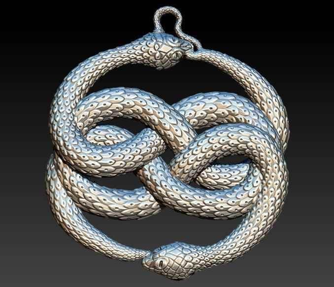 Snake Serpent Pendant 3D print model_12