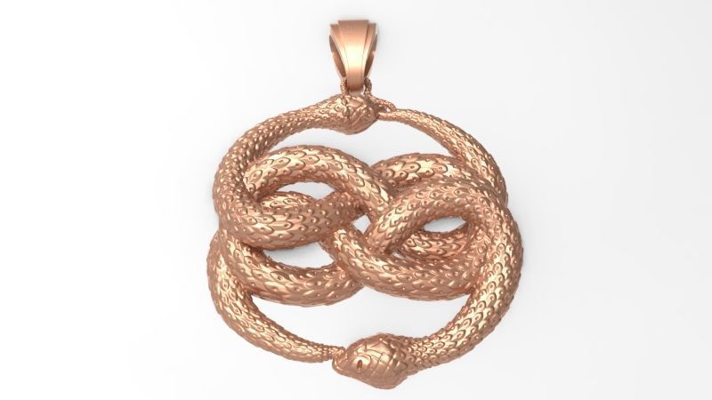 Snake Serpent Pendant 3D print model_17