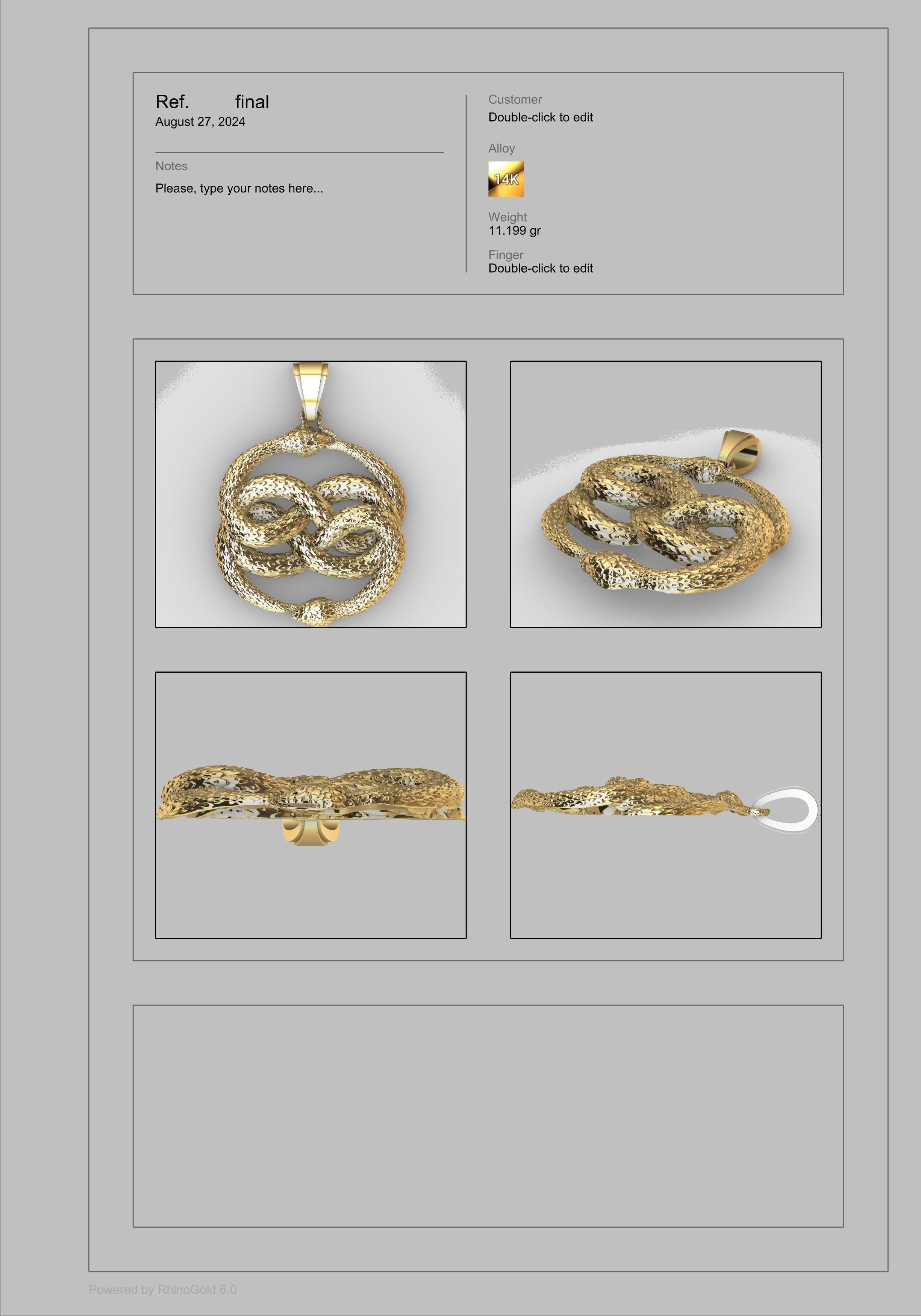 Snake Serpent Pendant 3D print model_9