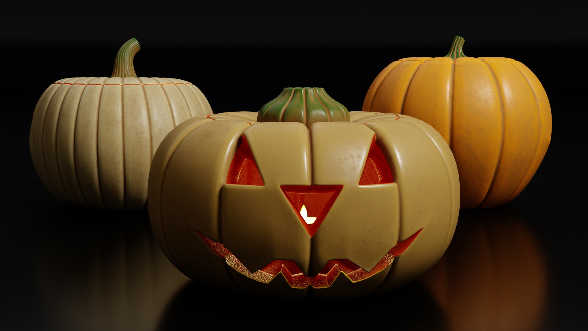 Halloween Pumpkins Low-poly 3D model_3
