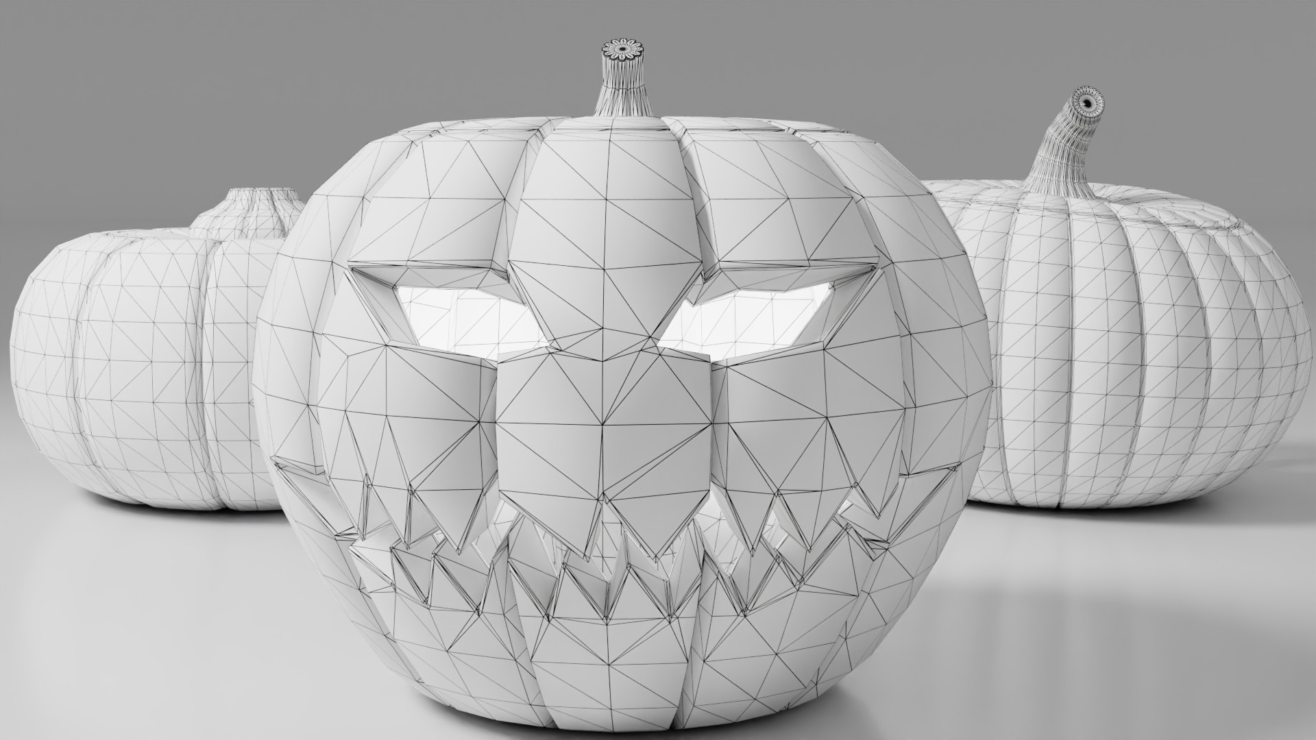 Halloween Pumpkins Low-poly 3D model_5