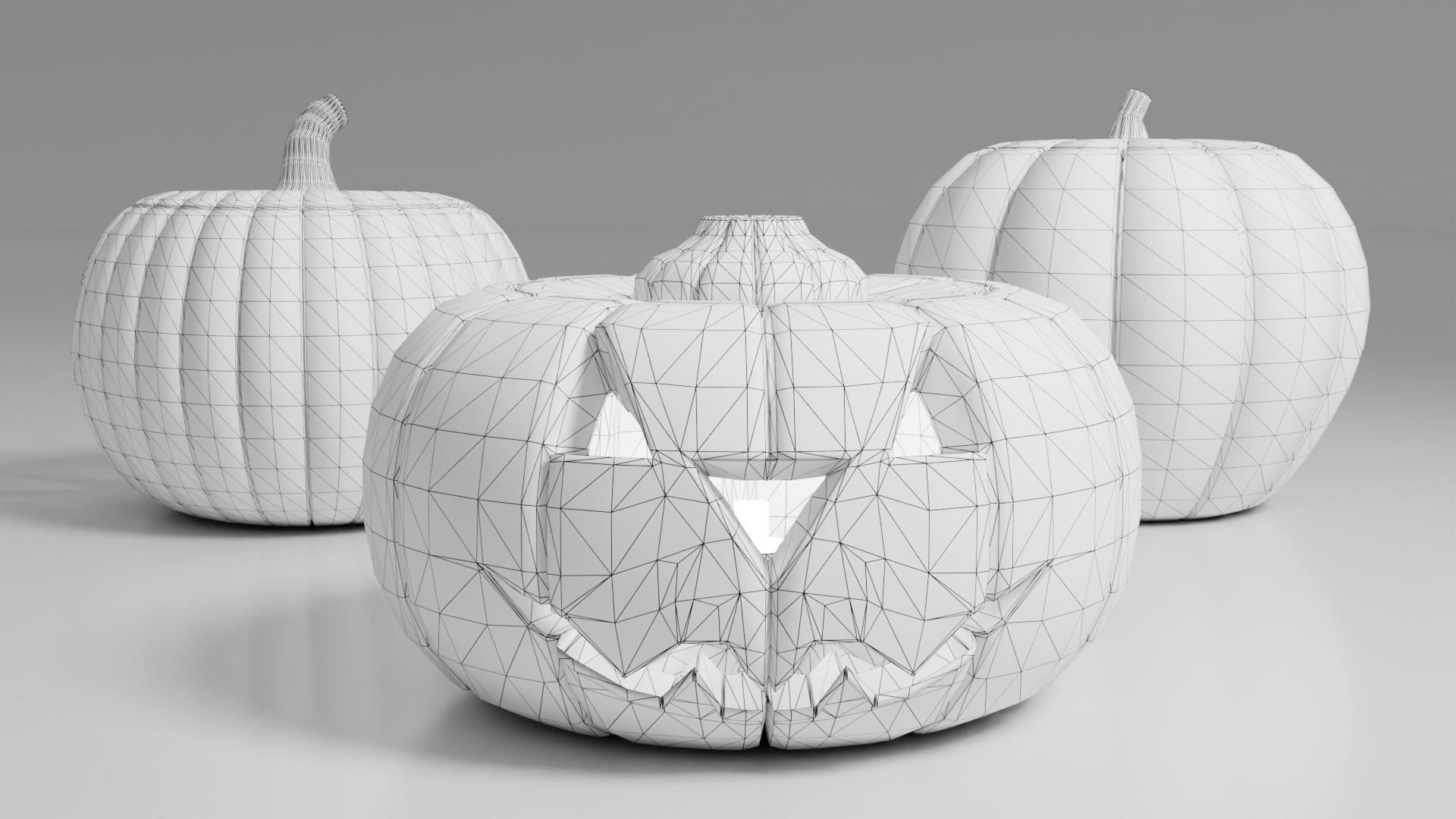 Halloween Pumpkins Low-poly 3D model_8