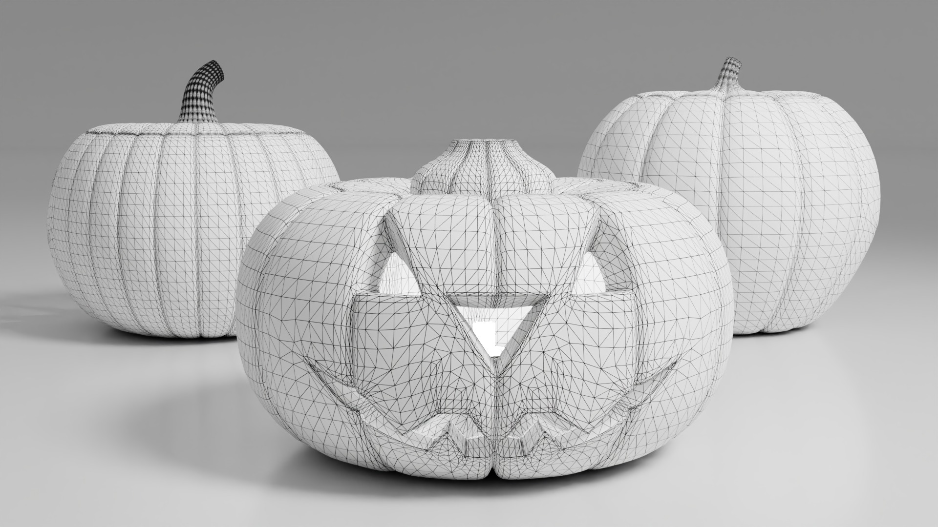 Halloween Pumpkins Low-poly 3D model_4