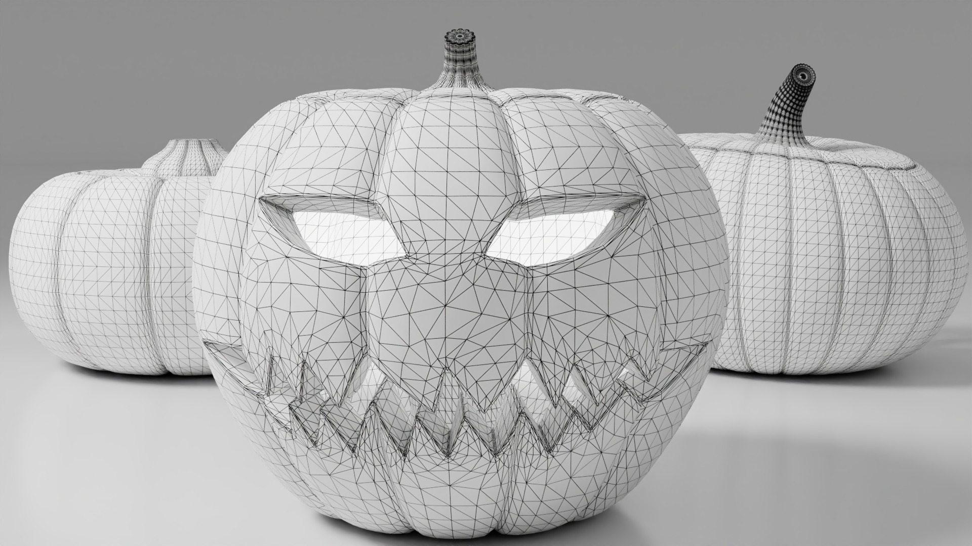 Halloween Pumpkins Low-poly 3D model_7