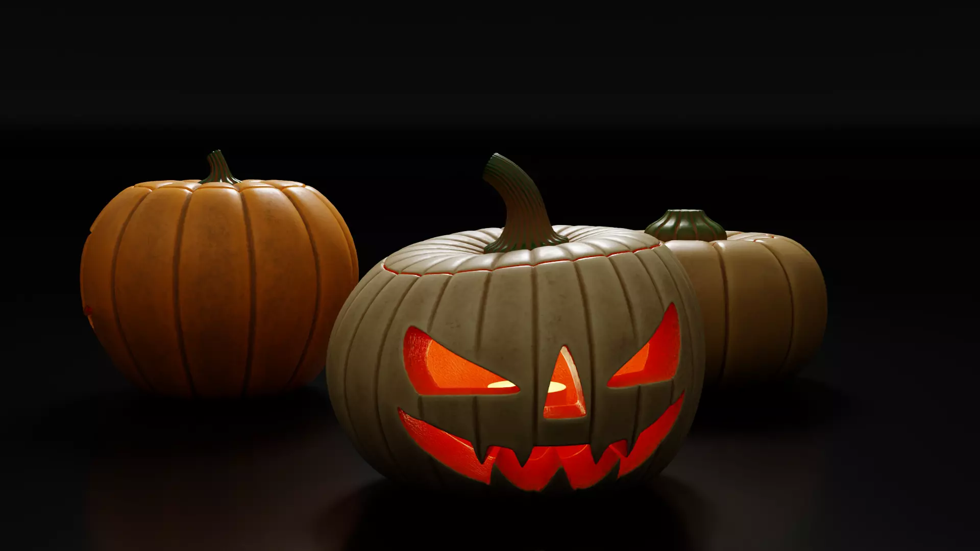 Halloween Pumpkins Low-poly 3D model_0