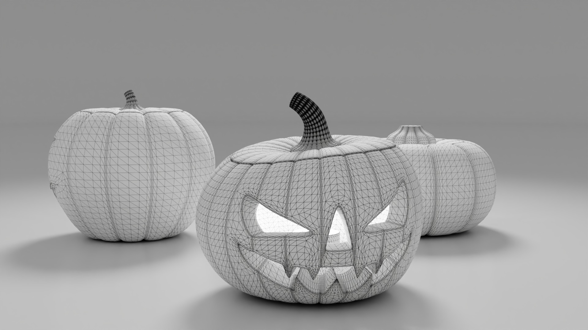 Halloween Pumpkins Low-poly 3D model_1